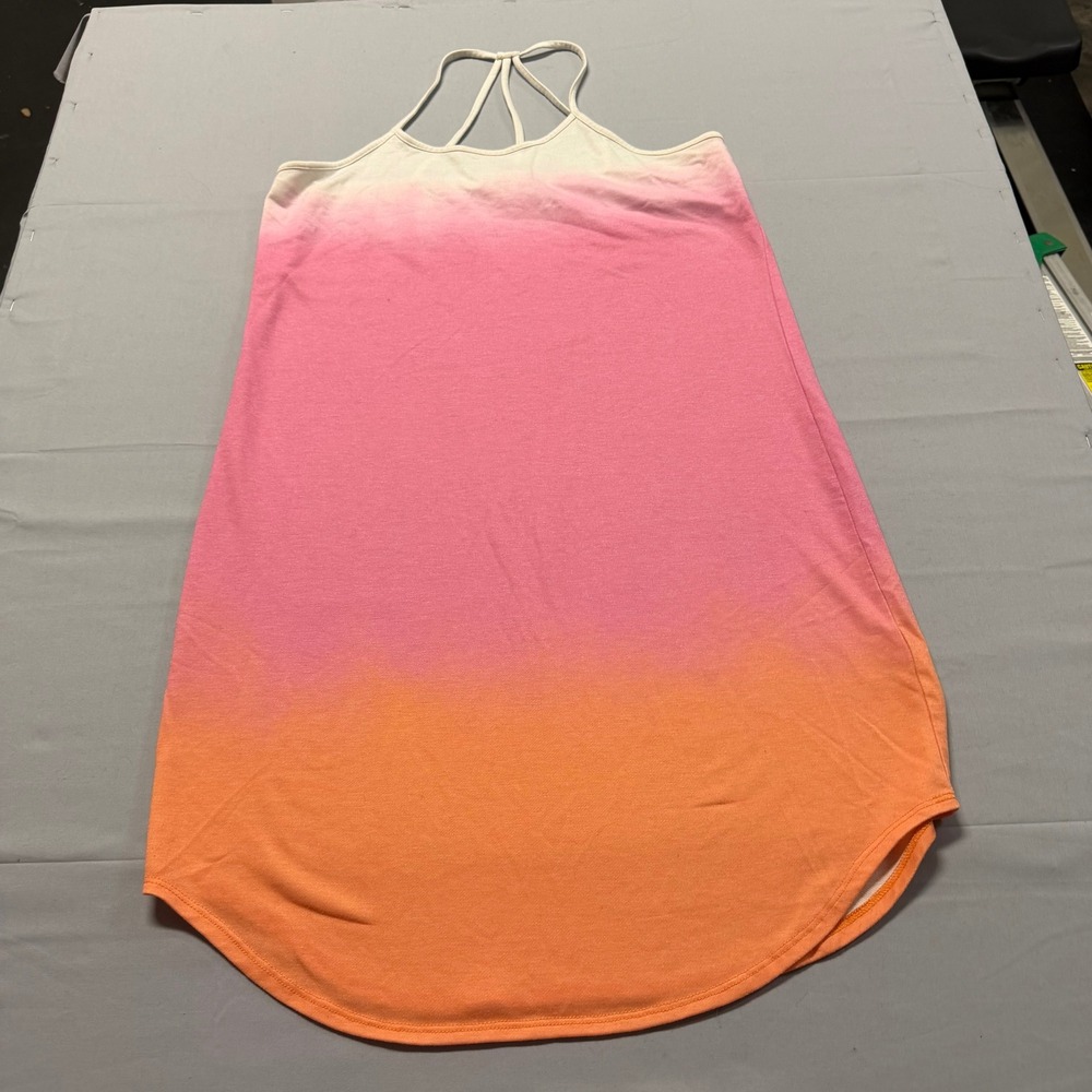 Venus Ombre Halter Mini Dress Pink Orange Sunset Multi-Strap Z220329 Womens M